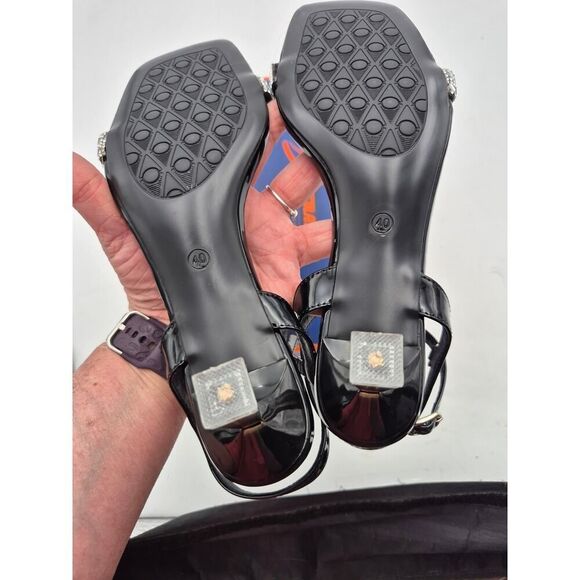 Trakxy Women's Rhinestone Open Toe Kitten Heel Transparent Sandals Size 40 Black - Picture 4 of 9